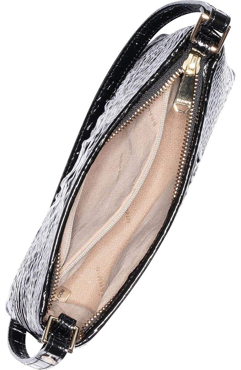 Brahmin Lorelei Croc Embossed Leather Shoulder Bag, Alternate, color, Black