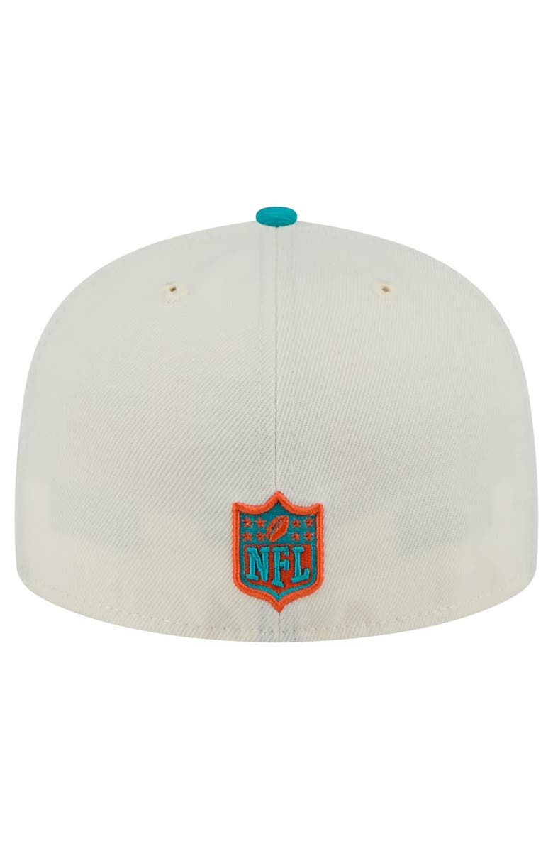 New Era Men's New Era  White/Aqua Miami Dolphins Main 59FIFTY Fitted Hat, Alternate, color, 