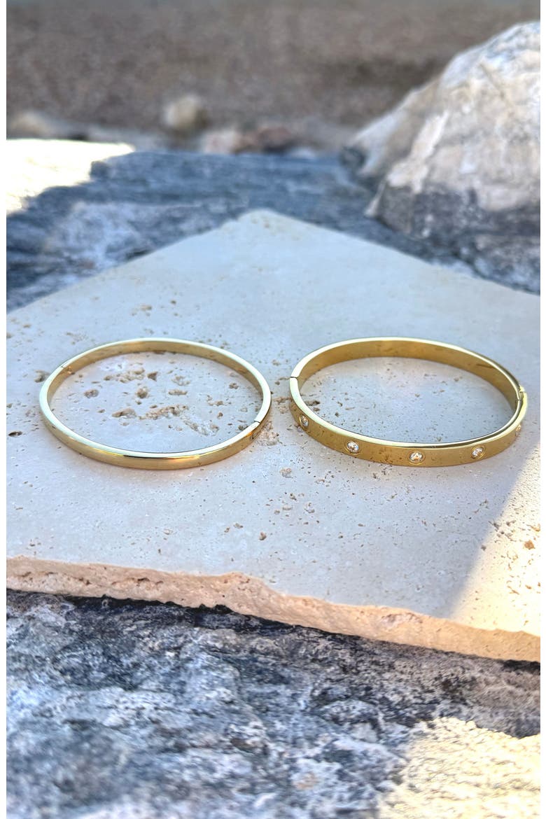Set of 2 Bangle Bracelets, Alternate, color, GOLD