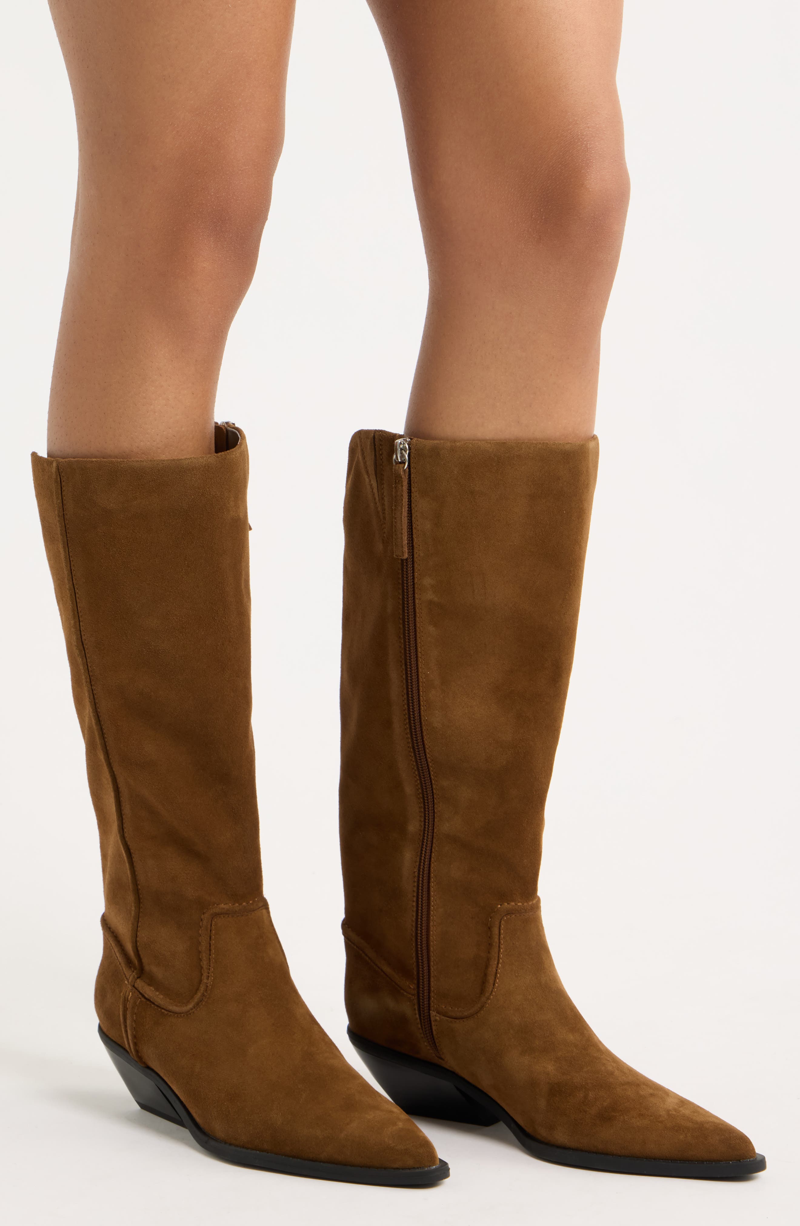 Savannah Knee High Western Boot, Alternate, color, BROWN DARK
