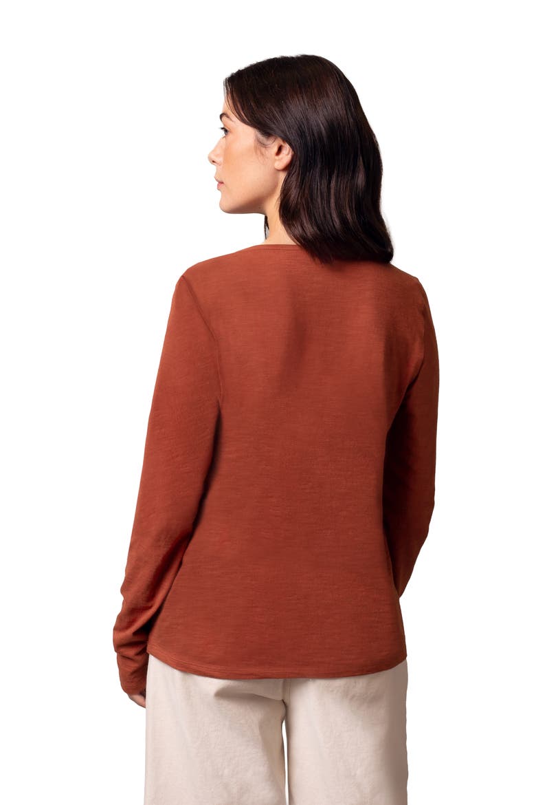 Henley Long-Sleeved Scoop Neck Top, Alternate, color, Burnt Henna