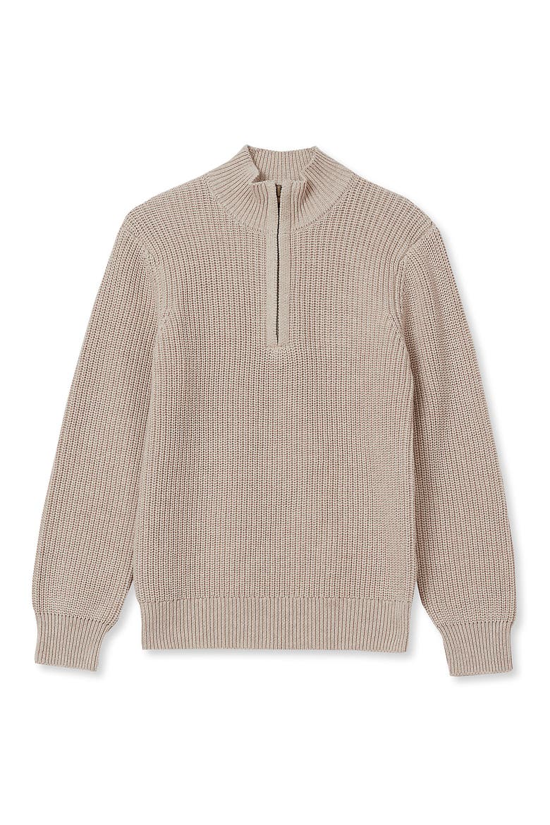 Boys Quarter Zip Chunky Sweater, Main, color, Oatmeal Heather