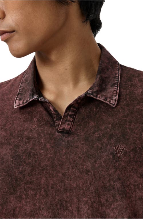 John Varvatos Carsten Johnny Collar Polo In Brown