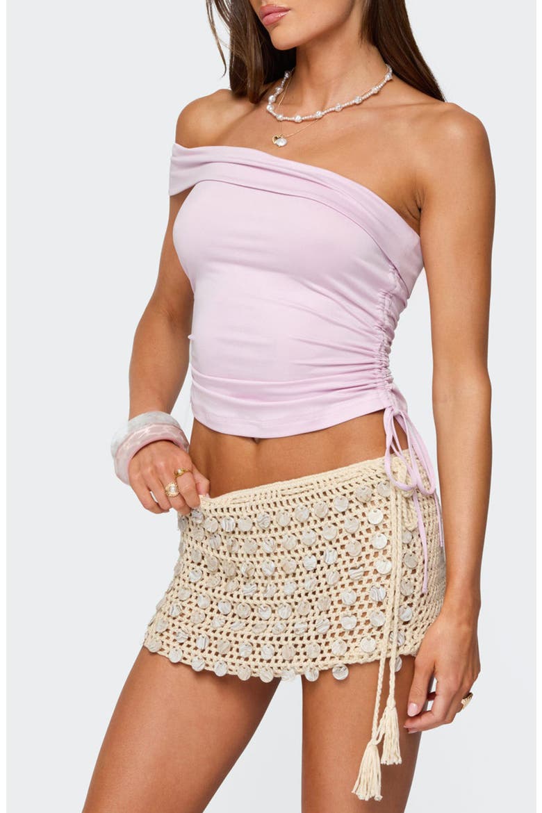 Yafa Off the Shoulder Side Ruched Knit Top, Alternate, color, PURPLE