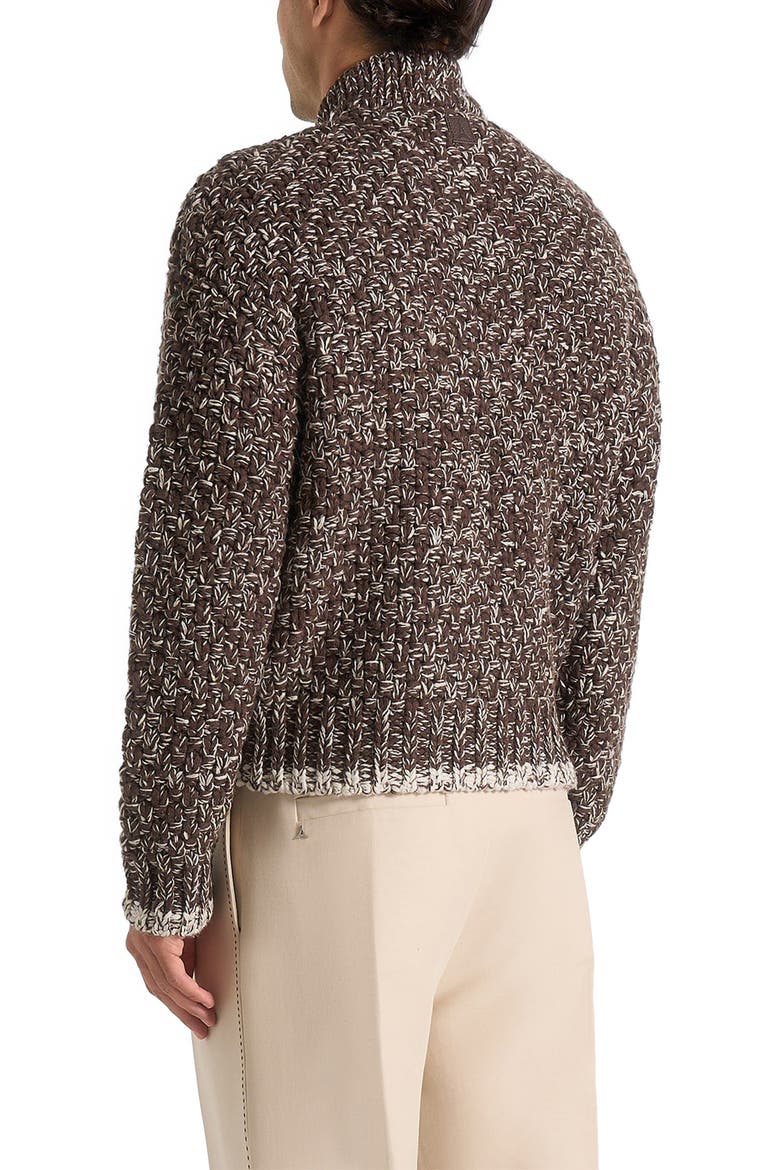 Darel Speckled Knit Bomber Jacket, Alternate, color, Brown
