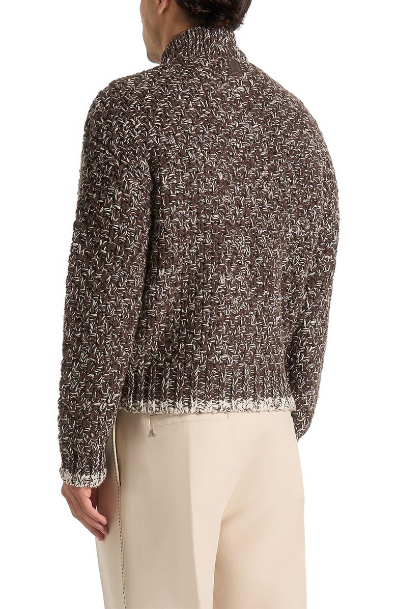 Manière De Voir Darel Speckled Knit Bomber Jacket, Alternate, color, Brown