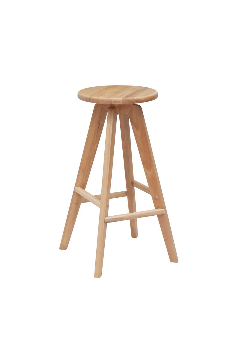 Ceren Minimalist Solid Wood Backless Counter Stool, Round Seat with Integrated Footrest for Kitchen Island and Home Bar, Main, color, Natural (25.5" Counter Stool)