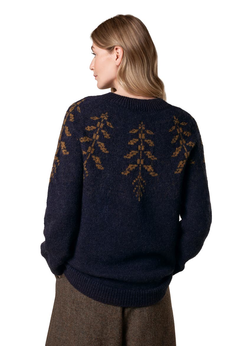 Botanical Fair Isle Sweater, Alternate, color, Navy / Olive