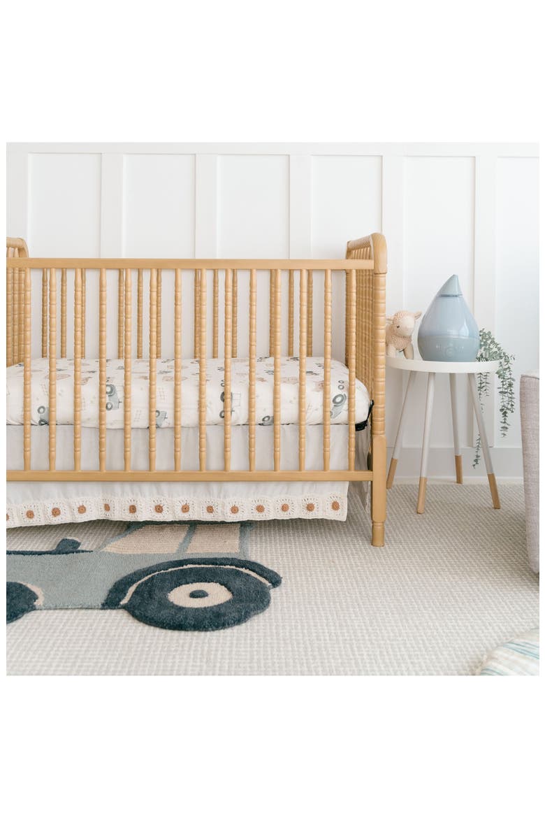 Crochet Trim Cotton Crib Skirt, Alternate, color, BEIGE
