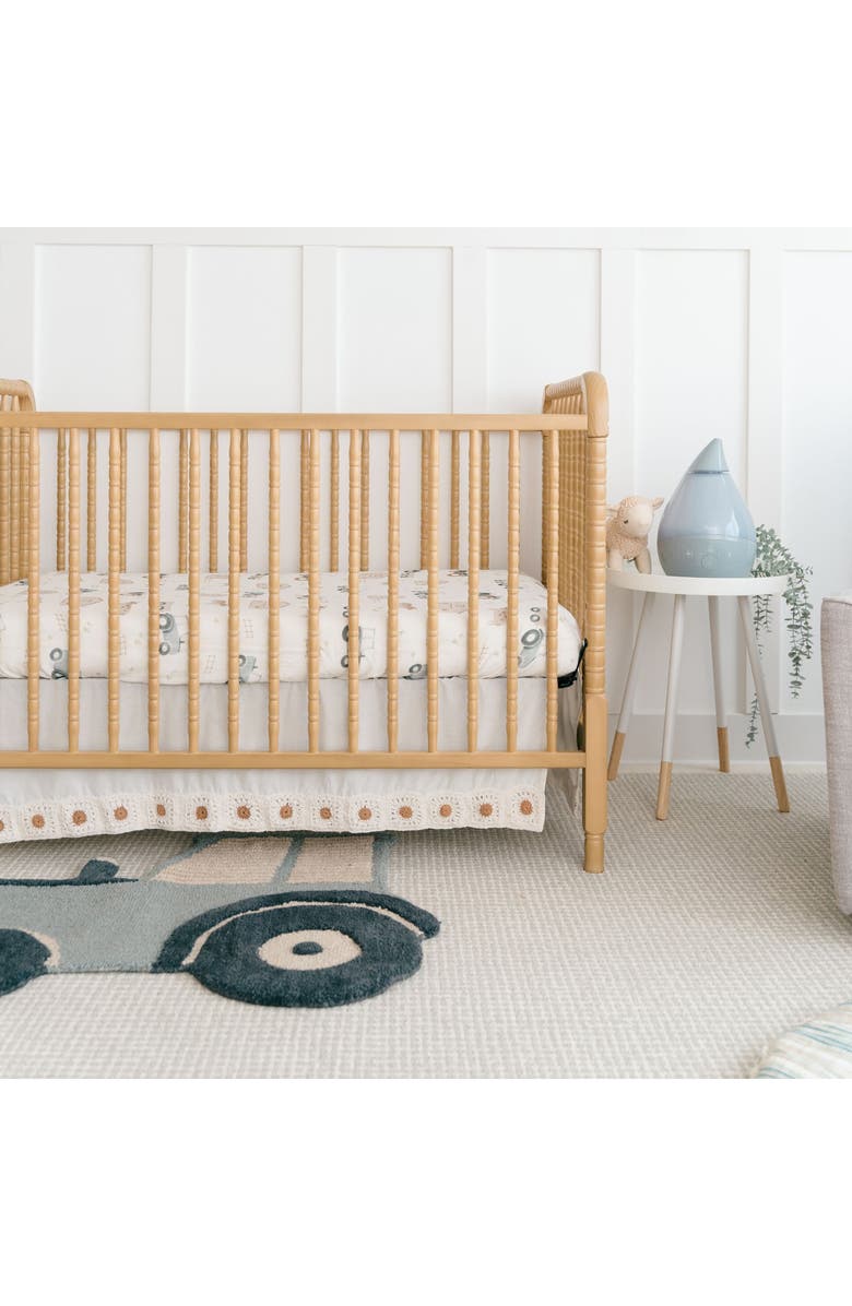 CRANE BABY Crochet Trim Cotton Crib Skirt, Alternate, color, Beige