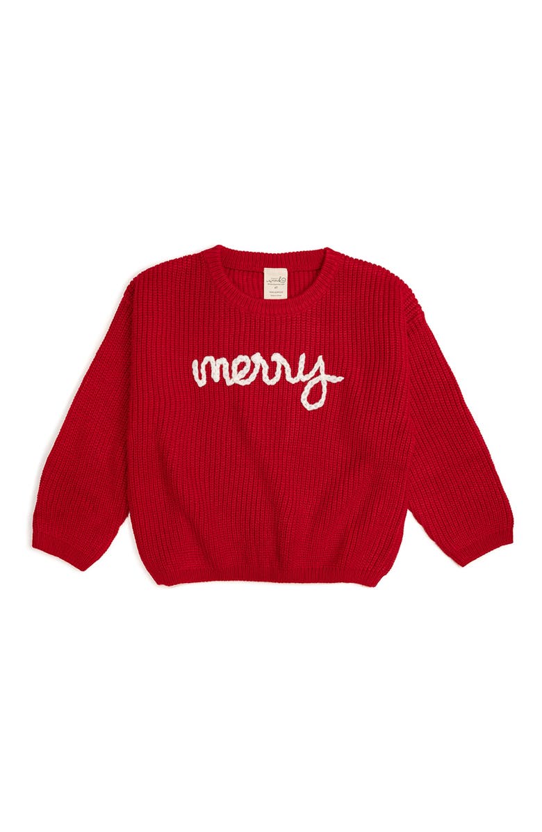 Sweet Wink Merry Christmas Yarn Knit Sweater, Main, color, 