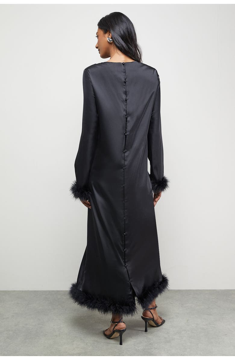 Warehouse Feather High Neck Swing Midi Dress, Alternate, color, Black