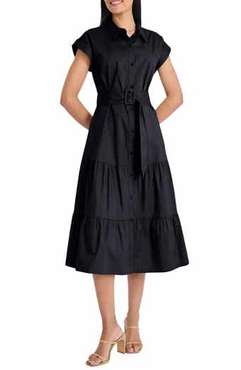 Maggy London Tie Waist Stretch Cotton Shirtdress