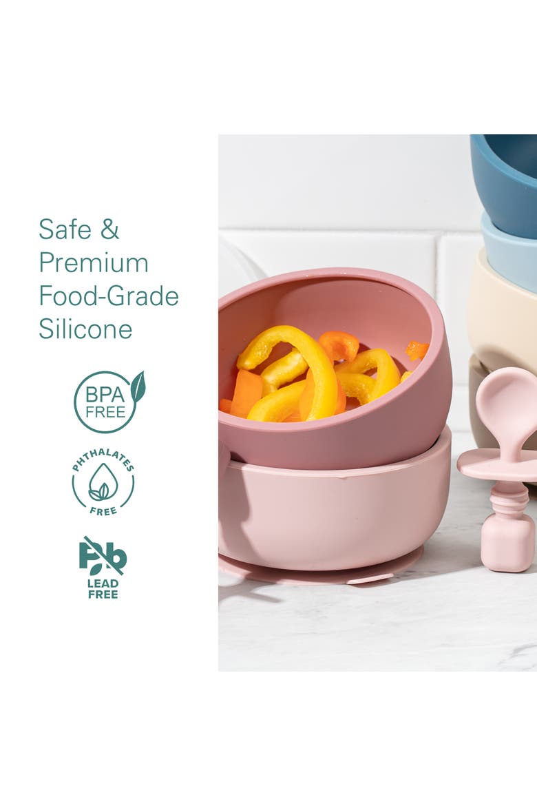 Silicone Baby Feeding Set with Suction Bowls & Spoons, 4-Piece, Alternate, color, Pastel Pink