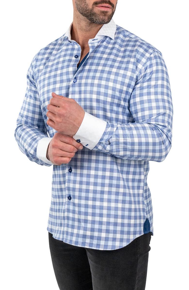 Maceoo Einstein Jacqcuffed Blue Button-Up Shirt, Alternate, color, 