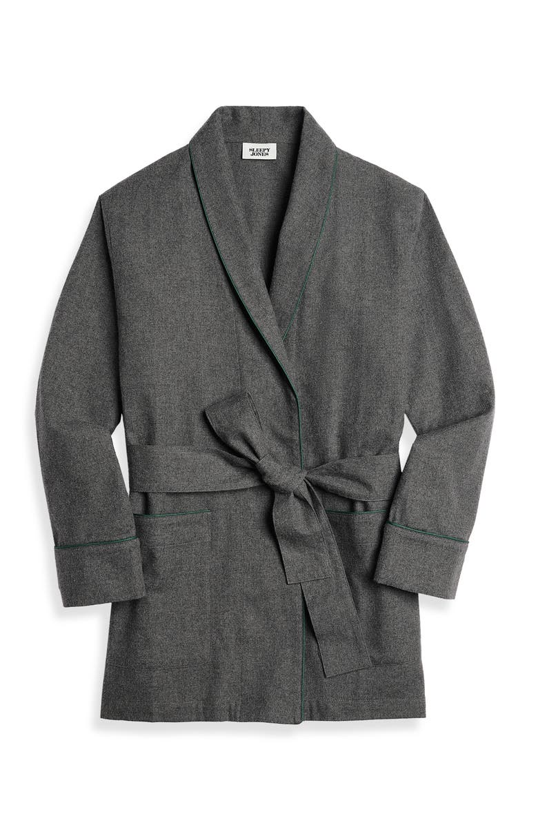 Sleepy Jones Agnelli Smoking Jacket, Alternate, color, Charcoal Grey Flannel