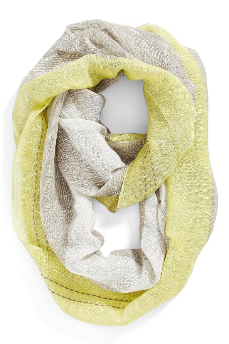 Pickstitch Stripe Infinity Scarf, Main, color, GREEN COMBO