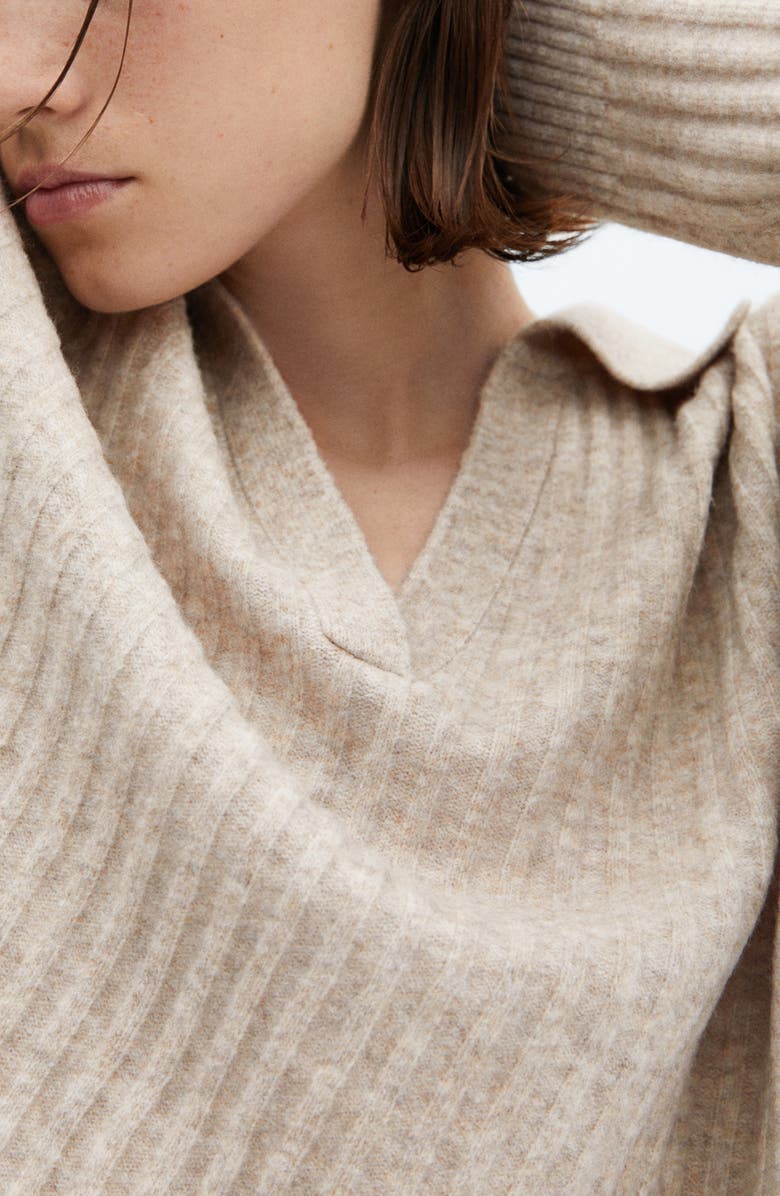 MANGO Johnny Collar Rib Sweater, Alternate, color, 