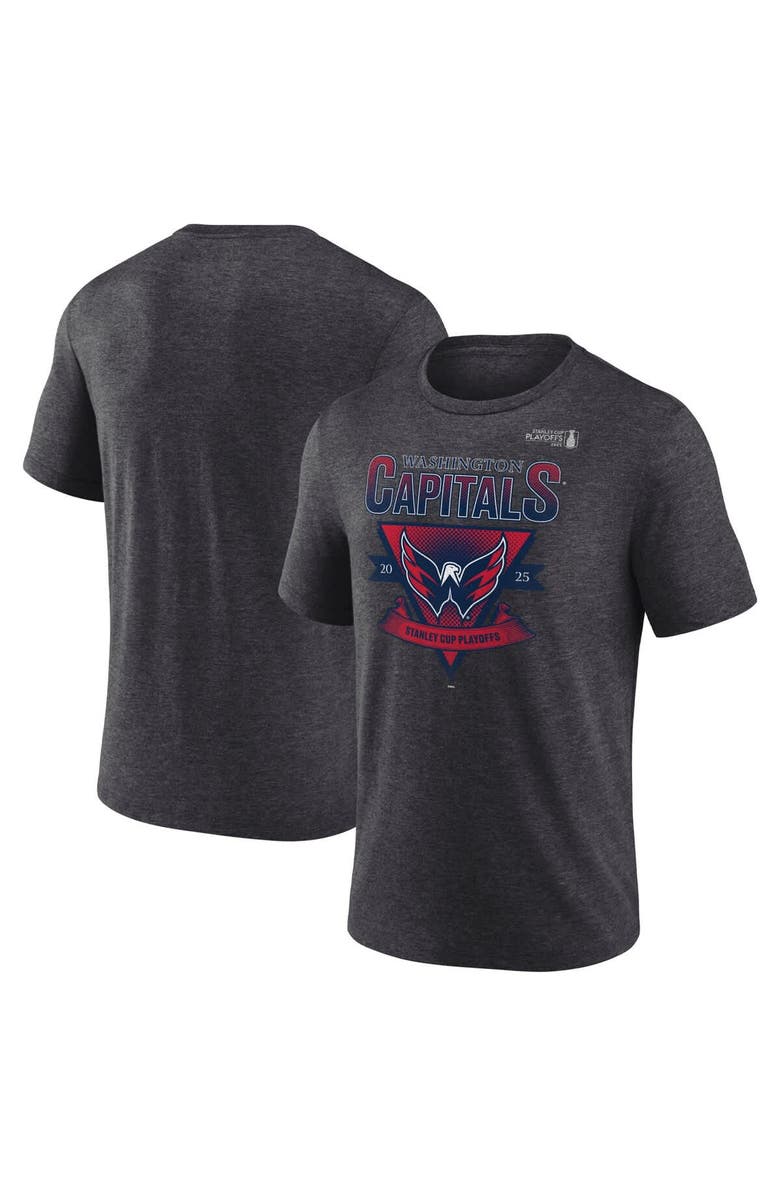 FANATICS Men's Fanatics Heather Charcoal Washington Capitals 2025 Stanley Cup Playoffs Crossbar Tri-Blend T-Shirt, Main, color, 