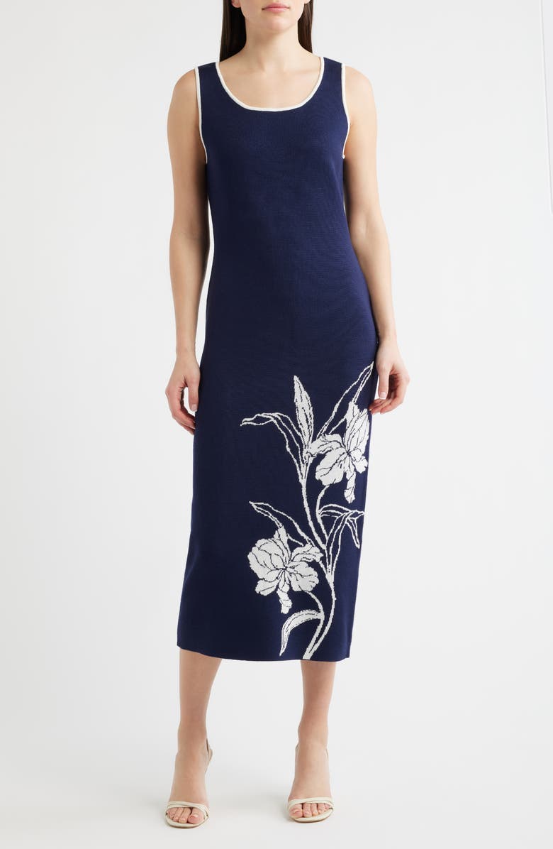 Sam Edelman Floral Knit Maxi Dress, Main, color, Navy