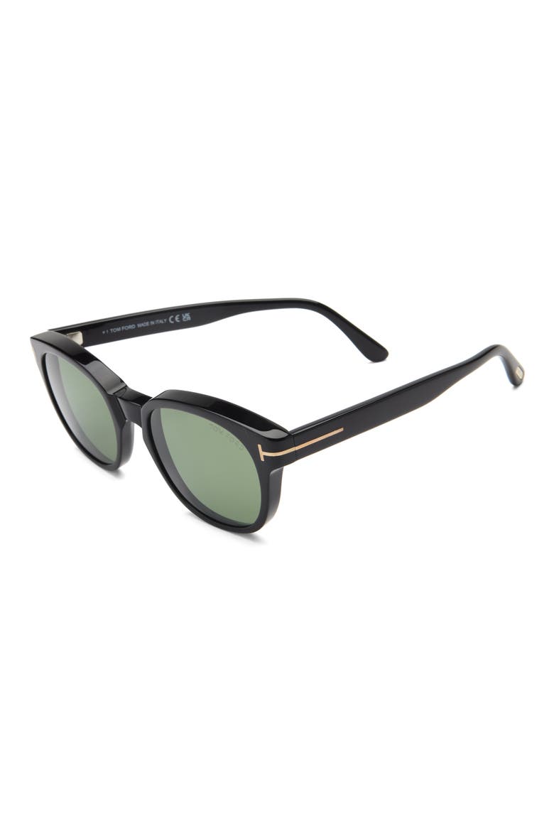 Mert 53mm Round Sunglasses, Alternate, color, SHINY BLACK / GREEN