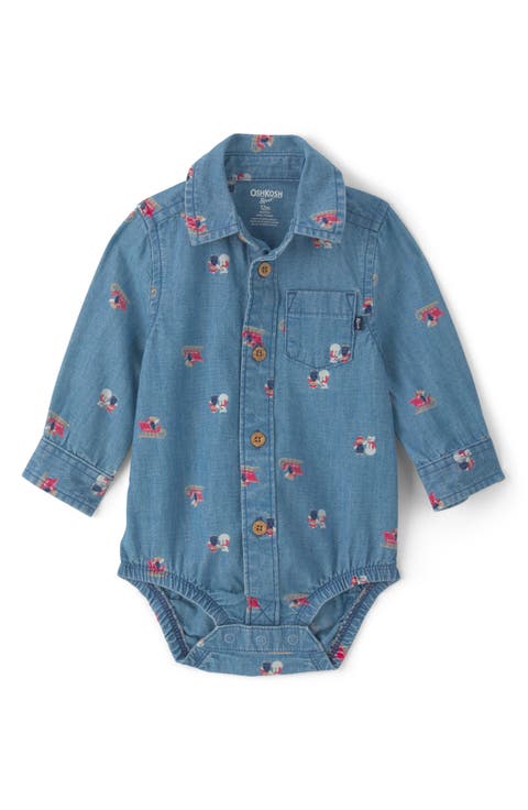 Long Sleeve Cotton Chambray Bodysuit