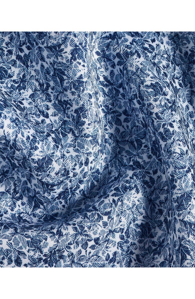 David Donahue Botanical Print Short Sleeve Cotton Button-Up Shirt, Alternate, color, Navy