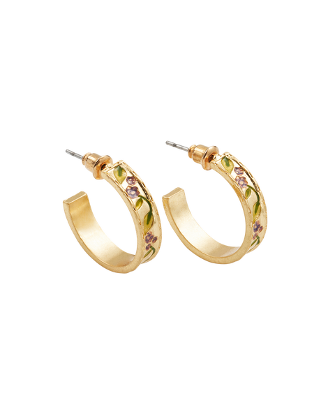 Blackberry Bramble Gold Hoop Earrings