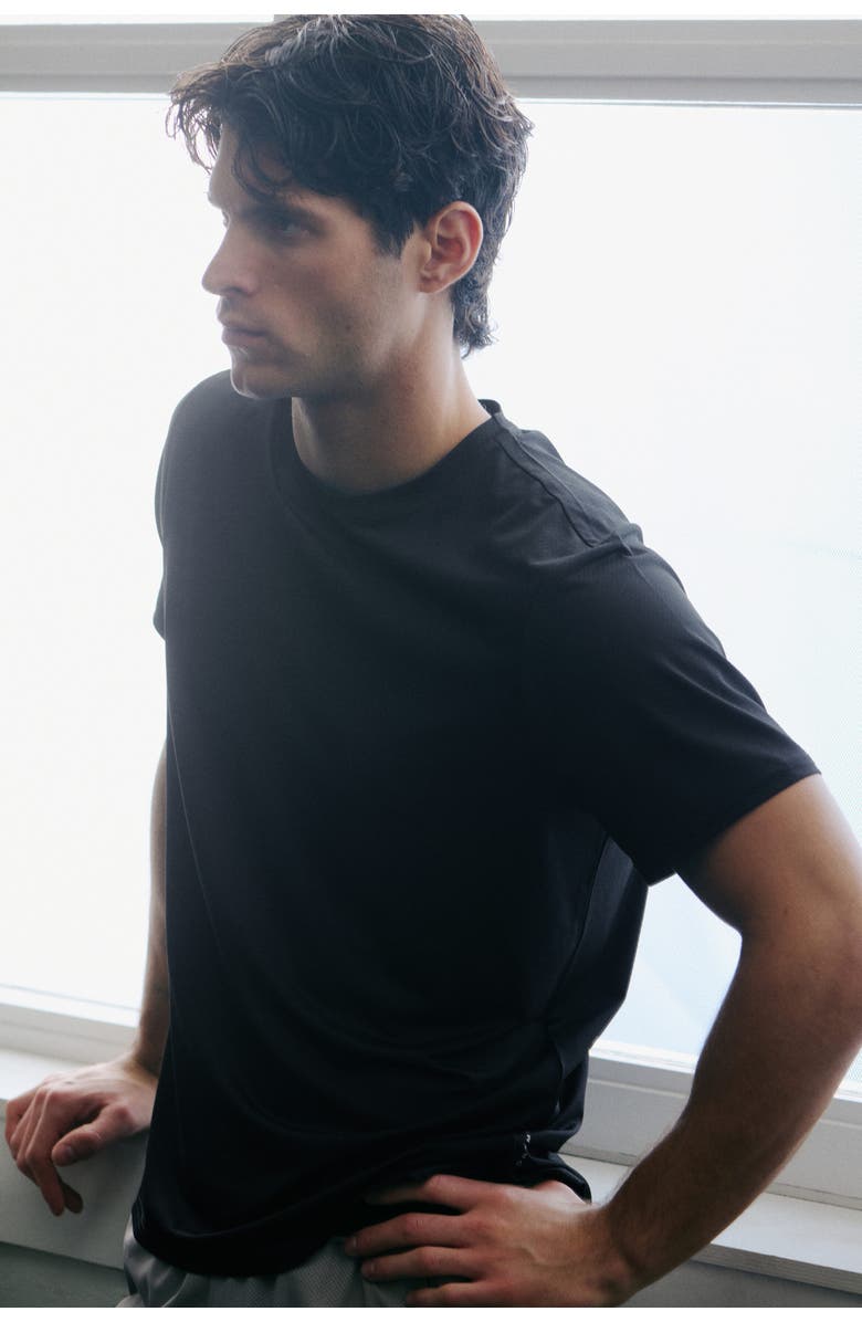 H&M Mesh Sports T-shirt With Drymove, Alternate, color, Black