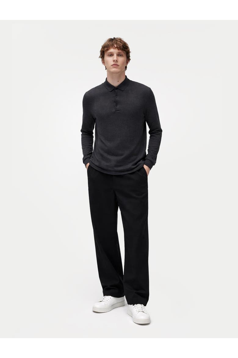 Men's Cashmere Silk Polo, Alternate, color, charcoal