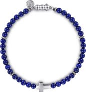 Gabriel & Co. Bujukan Sterling Silver Cross Lapis Lazuli Bracelet