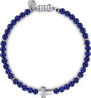 Gabriel & Co. Bujukan Sterling Silver Cross Lapis Lazuli Bracelet