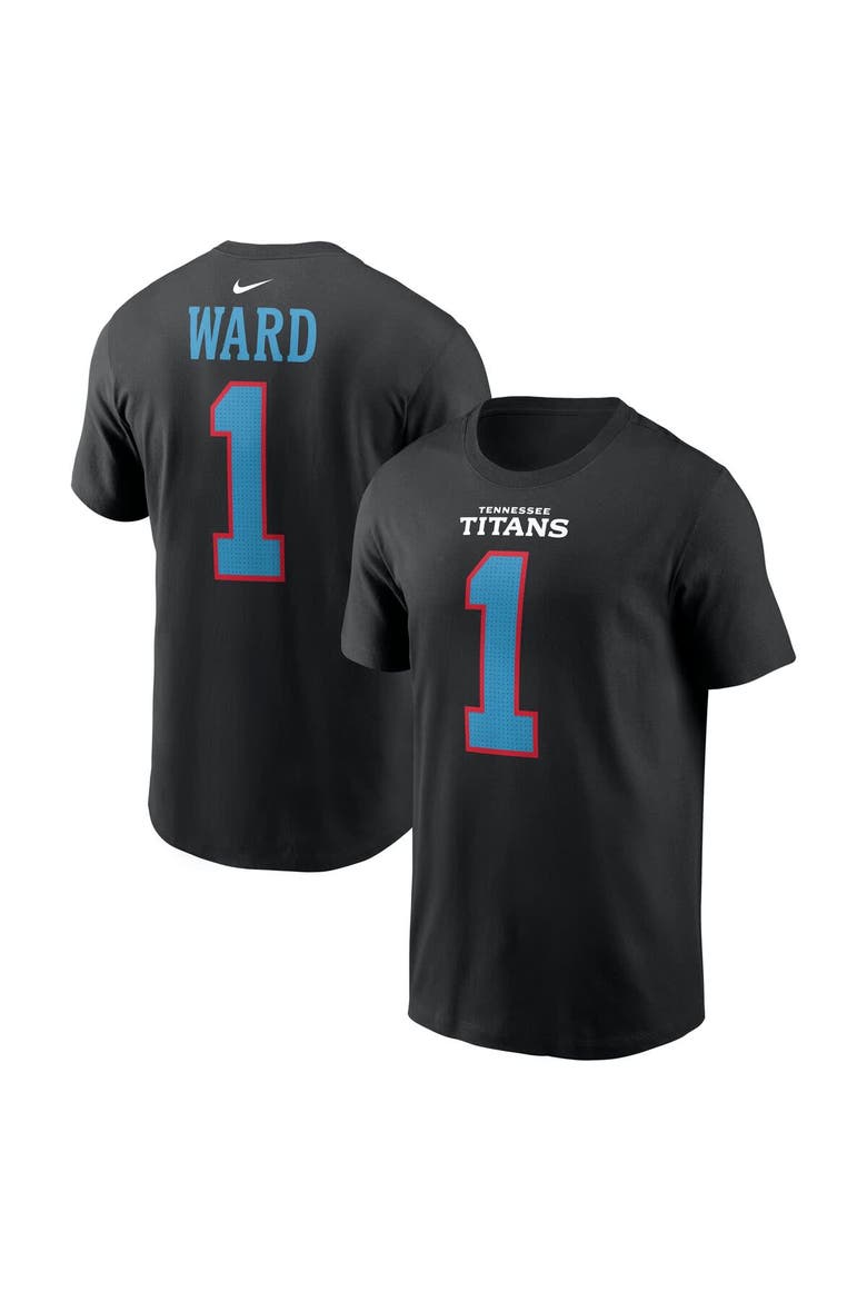 Men's Nike Cam Ward Black Tennessee Titans Carbon Name & Number T-Shirt, Main, color, Black