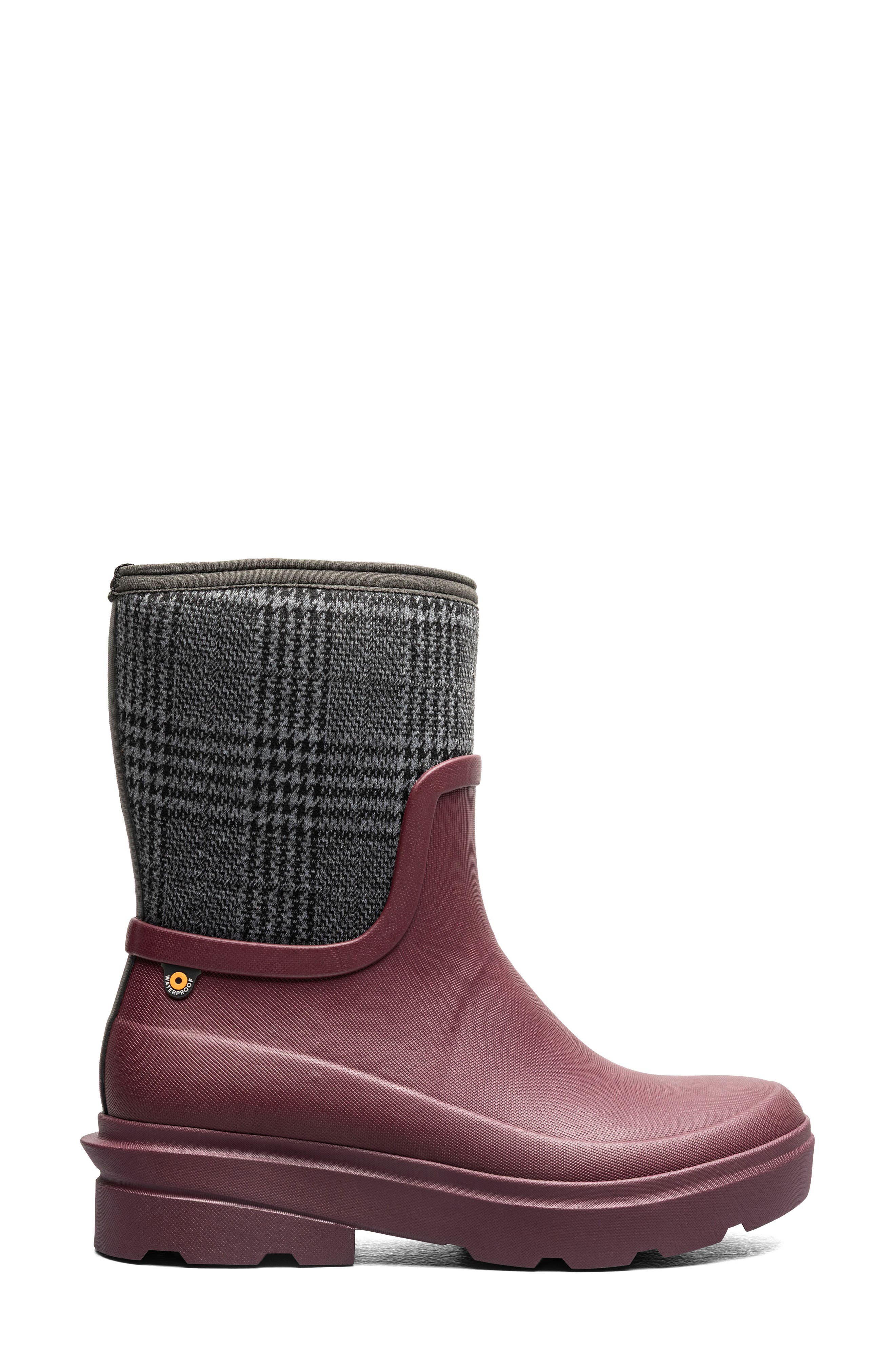 Hazel Mid Zip Rain Boot, Alternate, color, DARK CHERRY