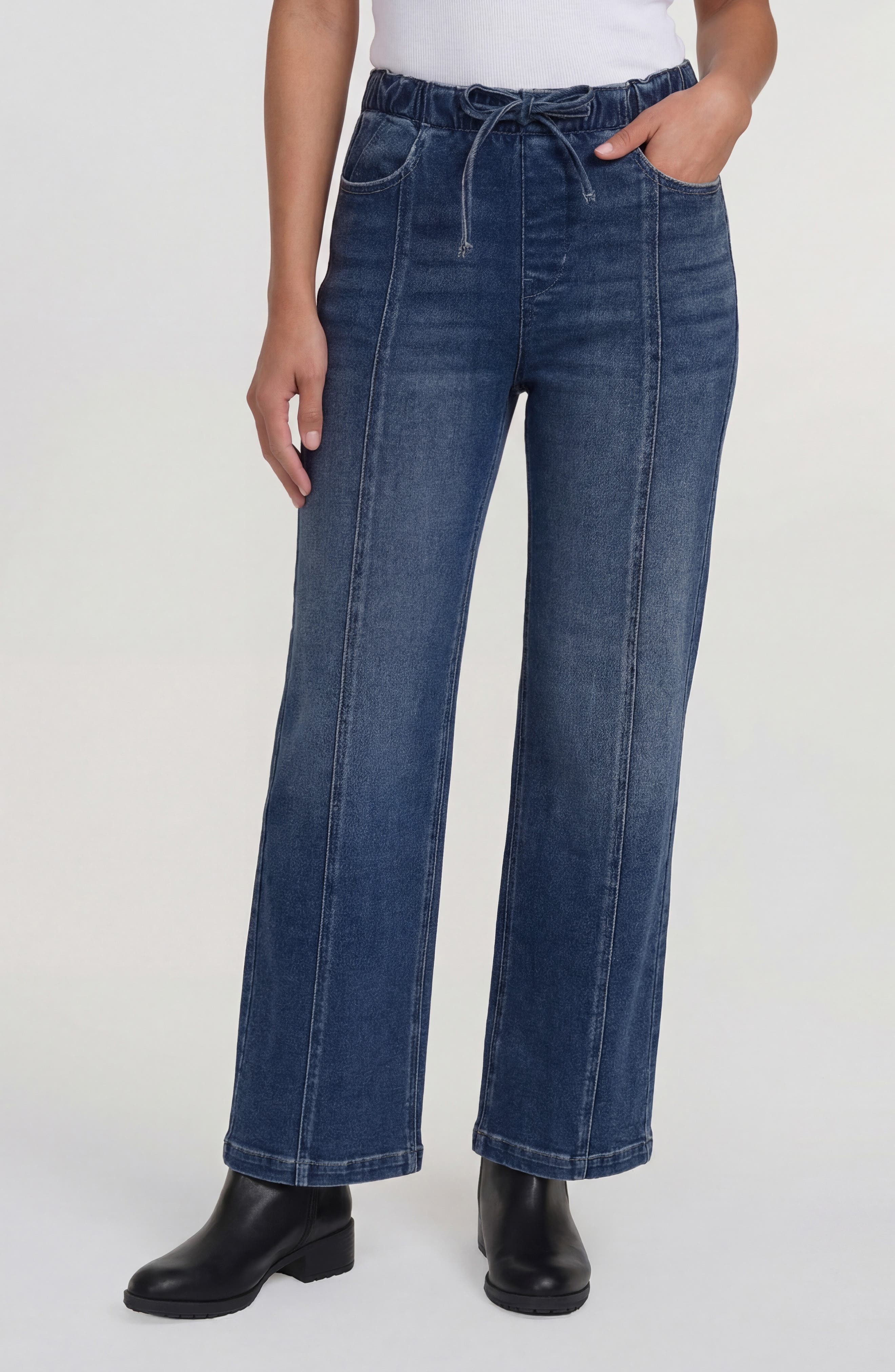 Sanctuary Denim Ekara Elastic Waist Slim Wide Leg Jeans