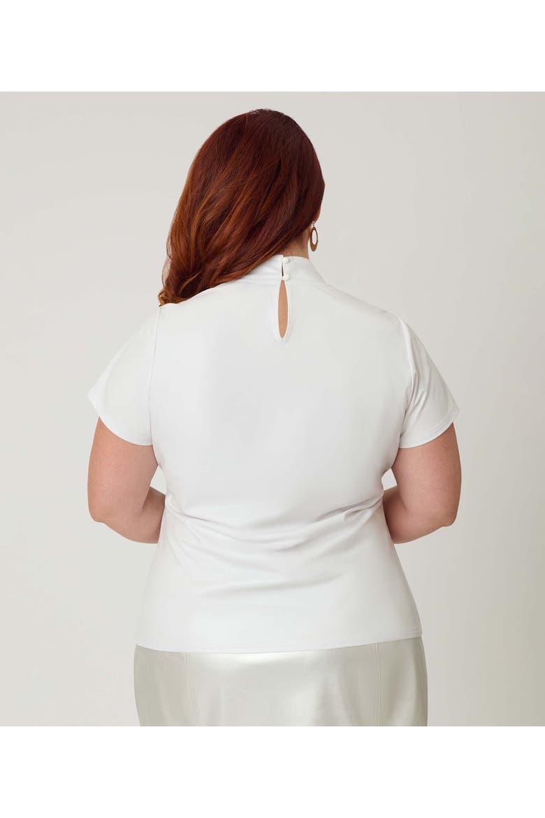 Plus Size Turtleneck Short Sleeve Knit Crop Top, Alternate, color, White Solid