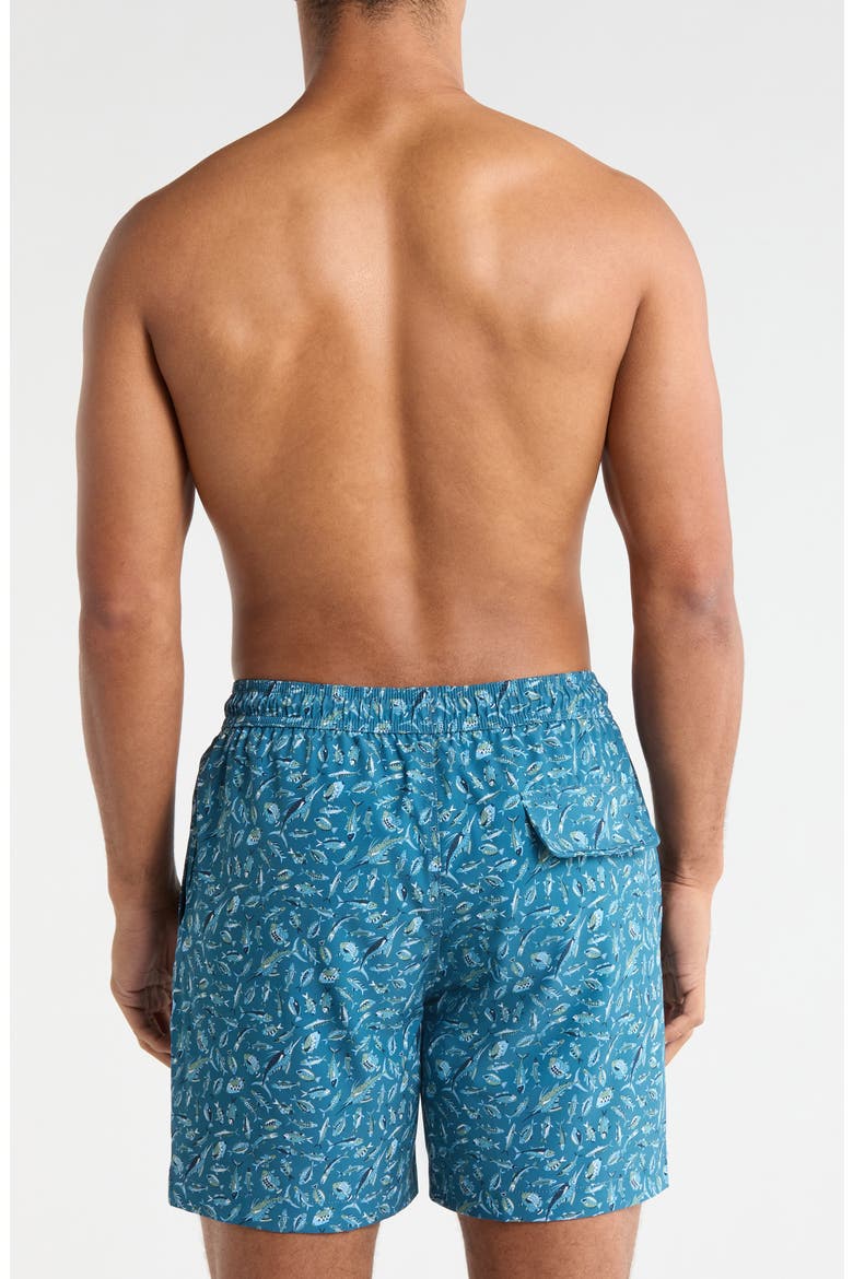 Naples Night Schooled Fish Print Swim Trunks, Alternate, color, KING FISH