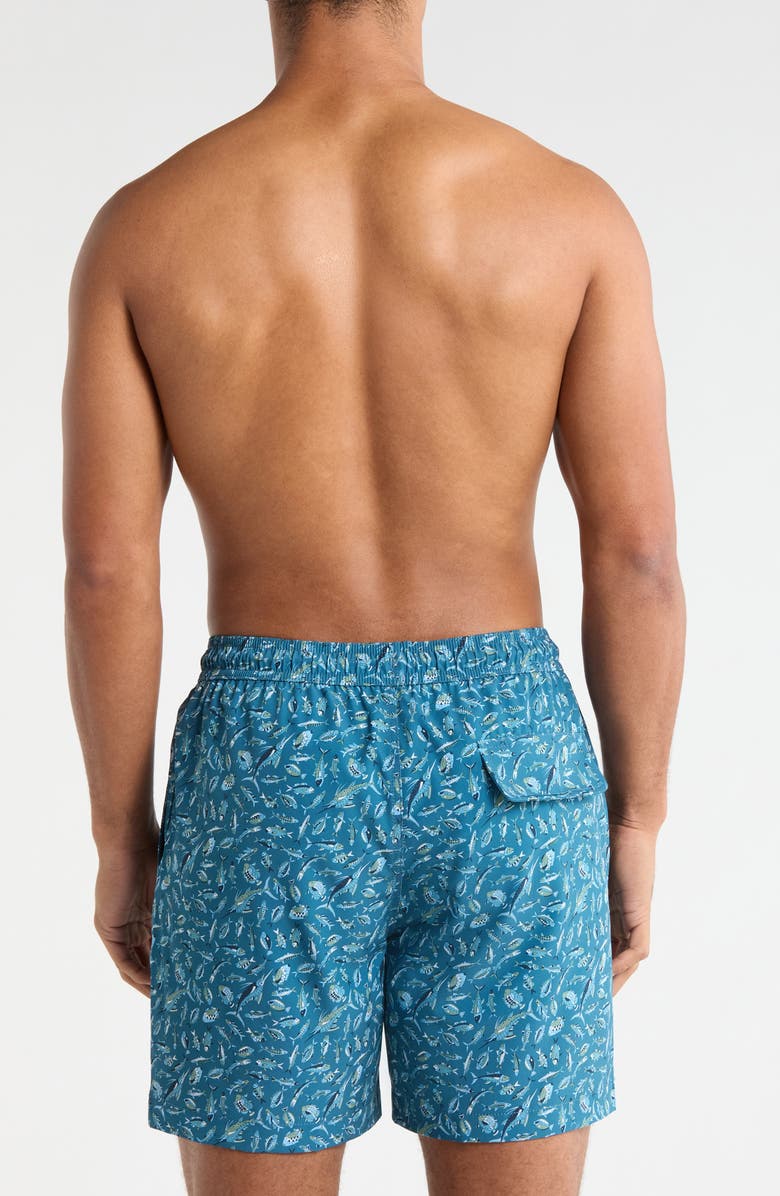 Tommy Bahama Naples Night Schooled Fish Print Swim Trunks, Alternate, color, King Fish