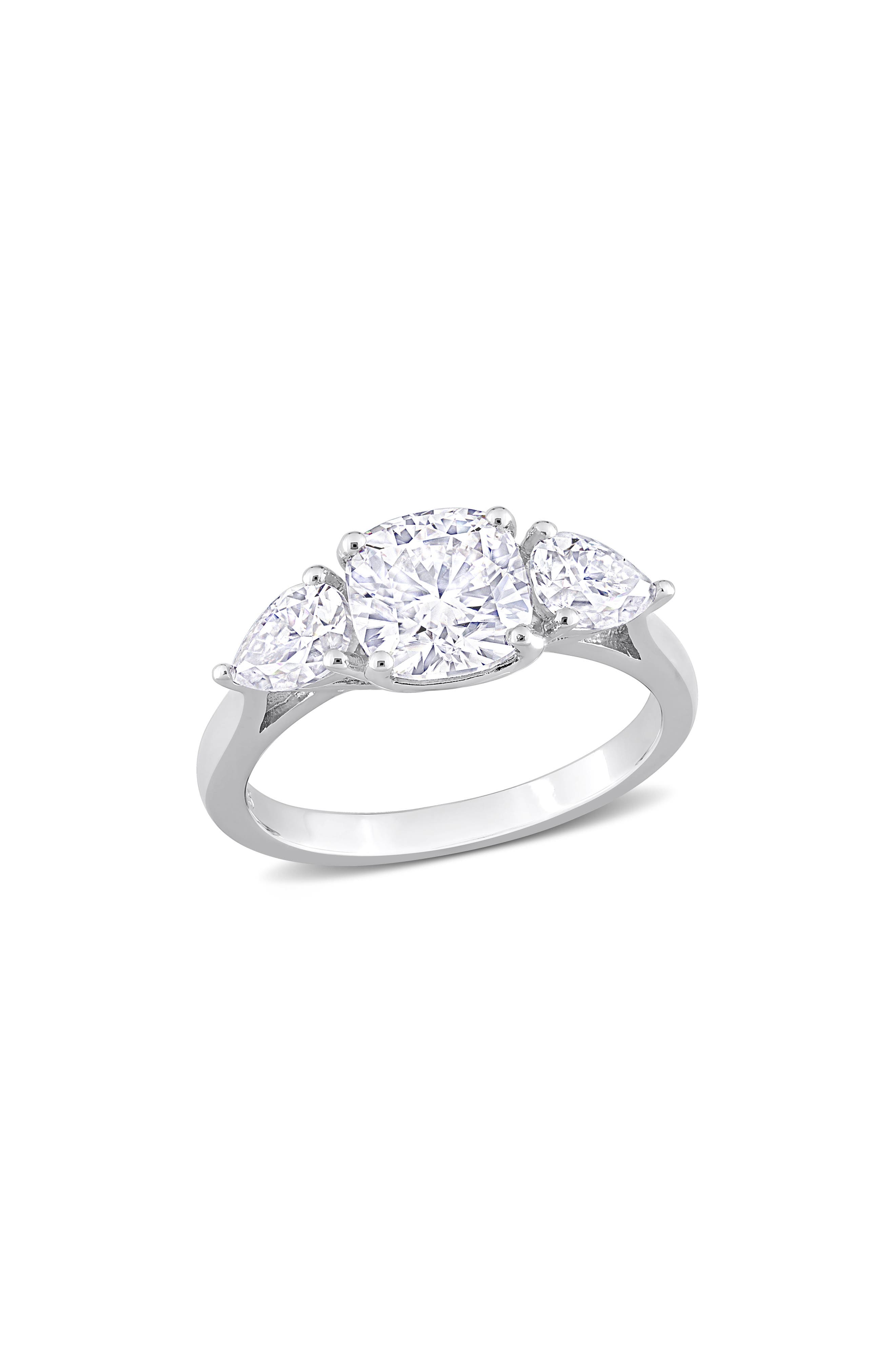 DELMAR Cushion Cut & Pear Cut Moissanite Ring