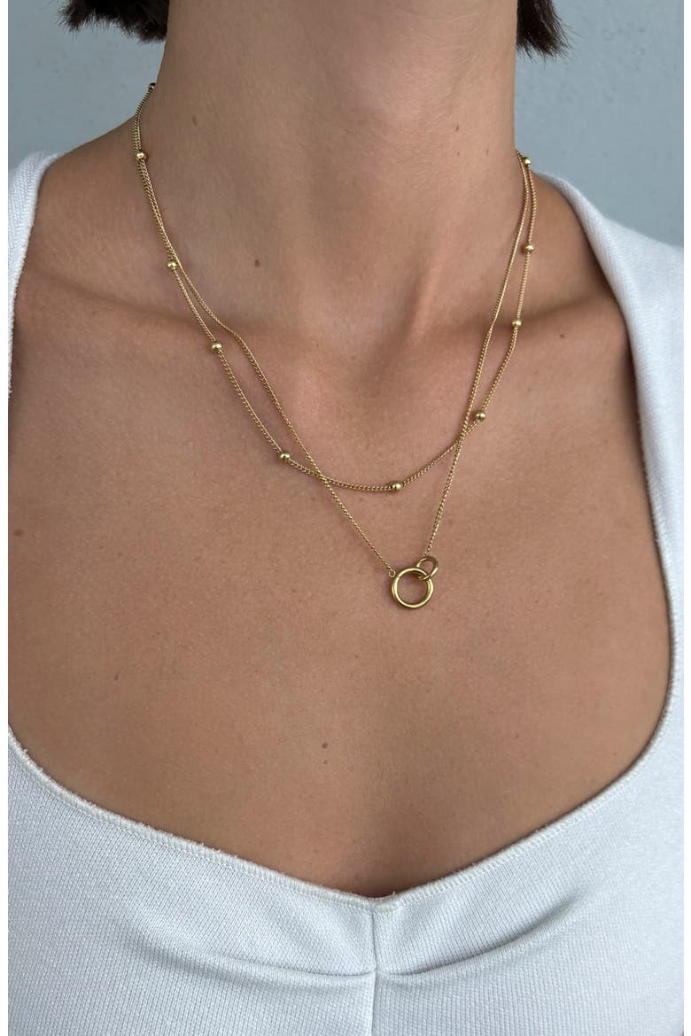 18k Gold Plated Layered Necklace, Alternate, color, GOLD