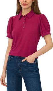 CeCe Puff Sleeve Polo Shirt