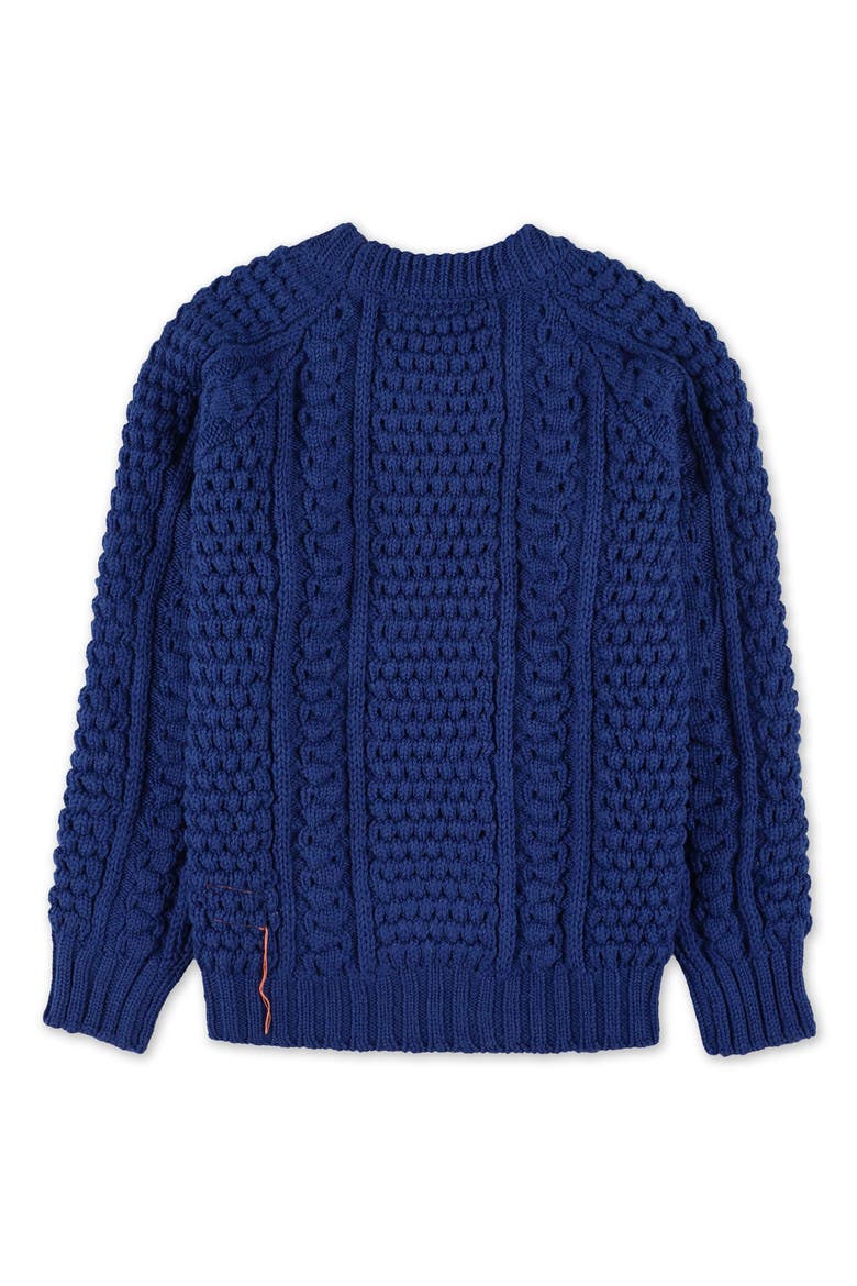 Aston Cable Knit Wool Crewneck Sweater, Alternate, color, Blue
