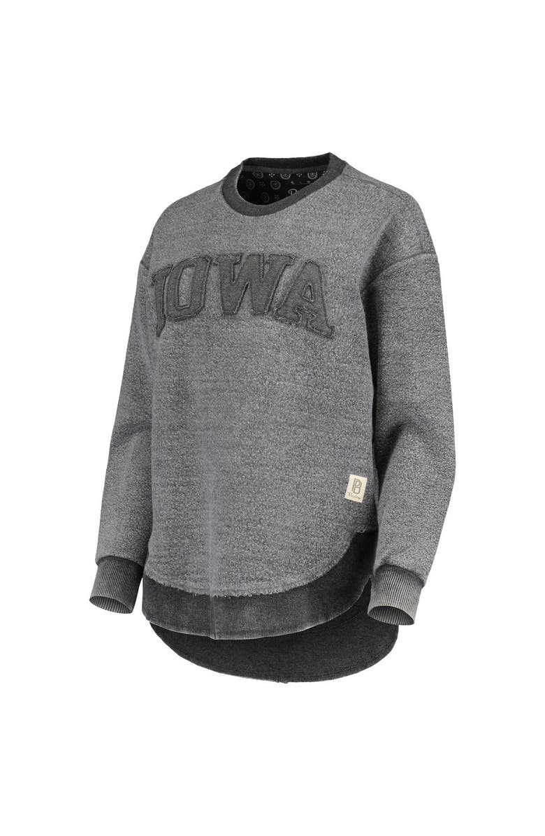 PRESSBOX Women's Pressbox Black Iowa Hawkeyes Ponchoville Pullover Sweatshirt, Alternate, color,
