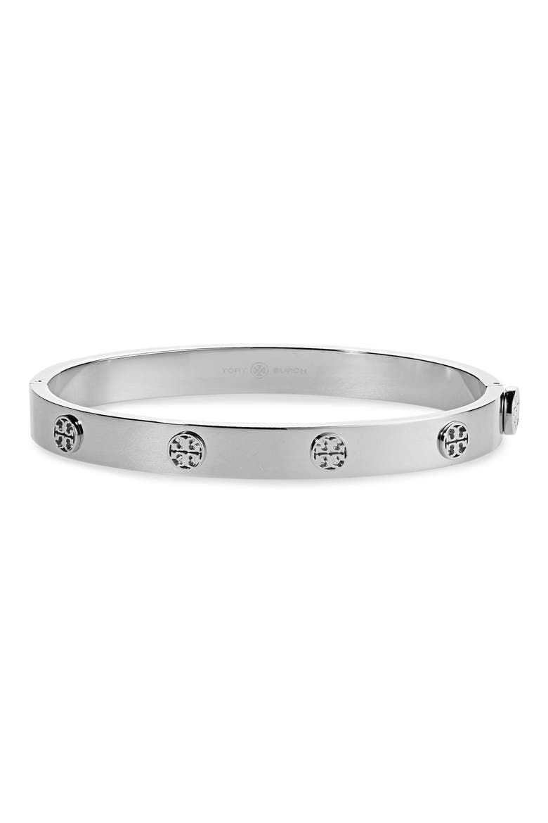 Icon Hinge Bracelet, Main, color, TORY SILVER