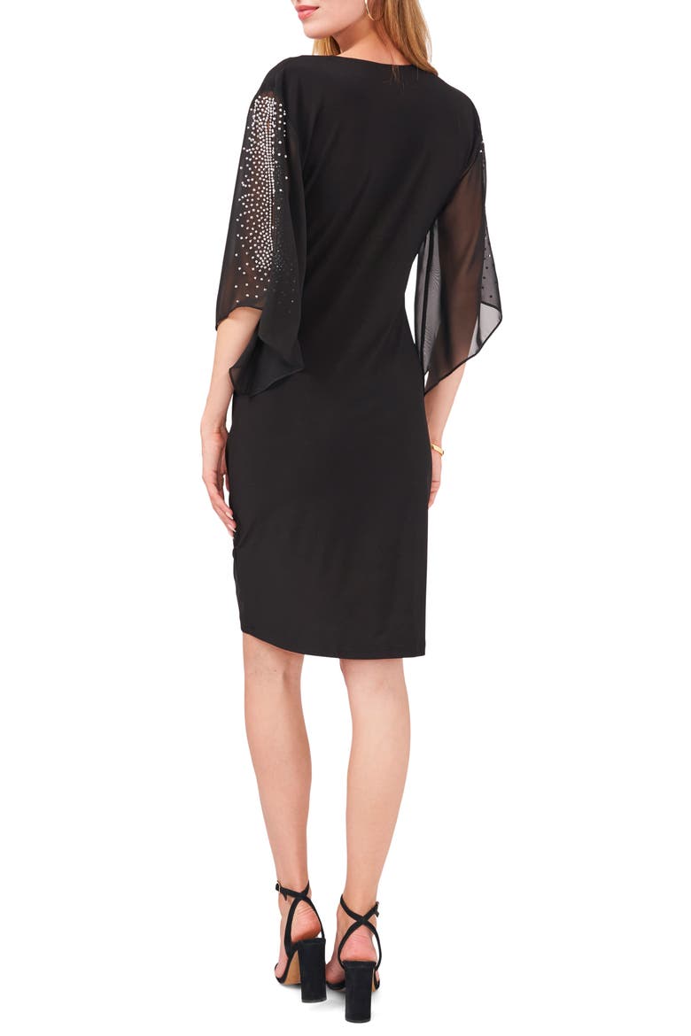 Embellished Sleeve Sheath Dress, Alternate, color, BLACK