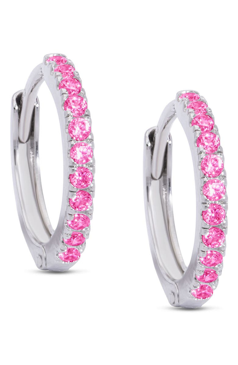 Lily Nily Kids' Pavé Cubic Zirconia Hoop Earrings, Main, color, Pink