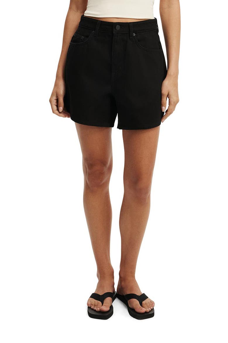 High Waist '90s Denim Shorts, Main, color, AQUARIUS BLACK