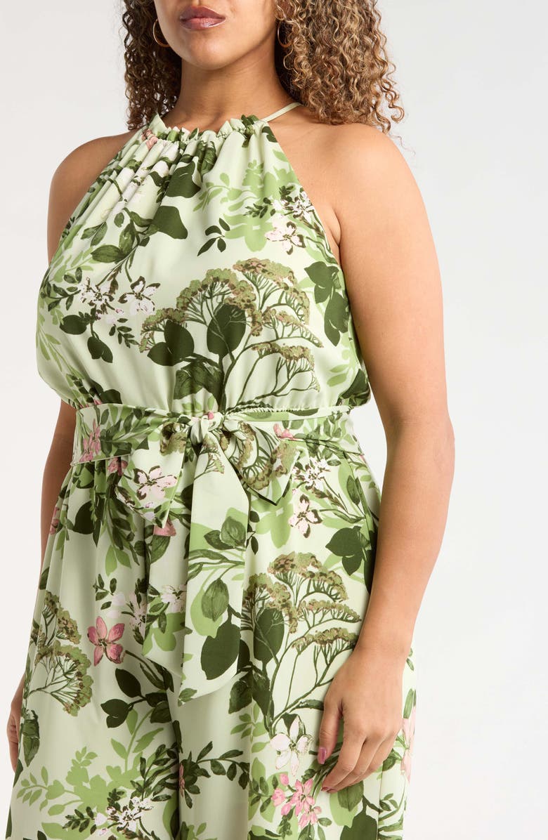 SUGARLIPS Zane Floral Lighthearted Trapeze Jumpsuit, Alternate, color, Green-Pink-Multi