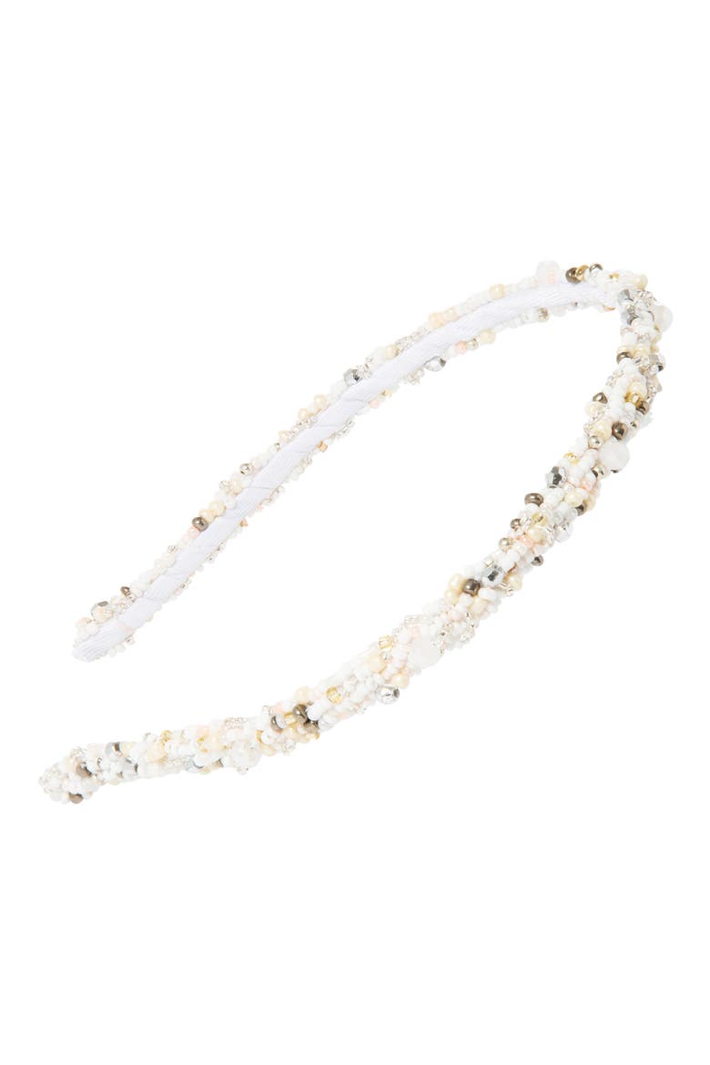 Positano Beaded Headband, Main, color, WHITE MULTI