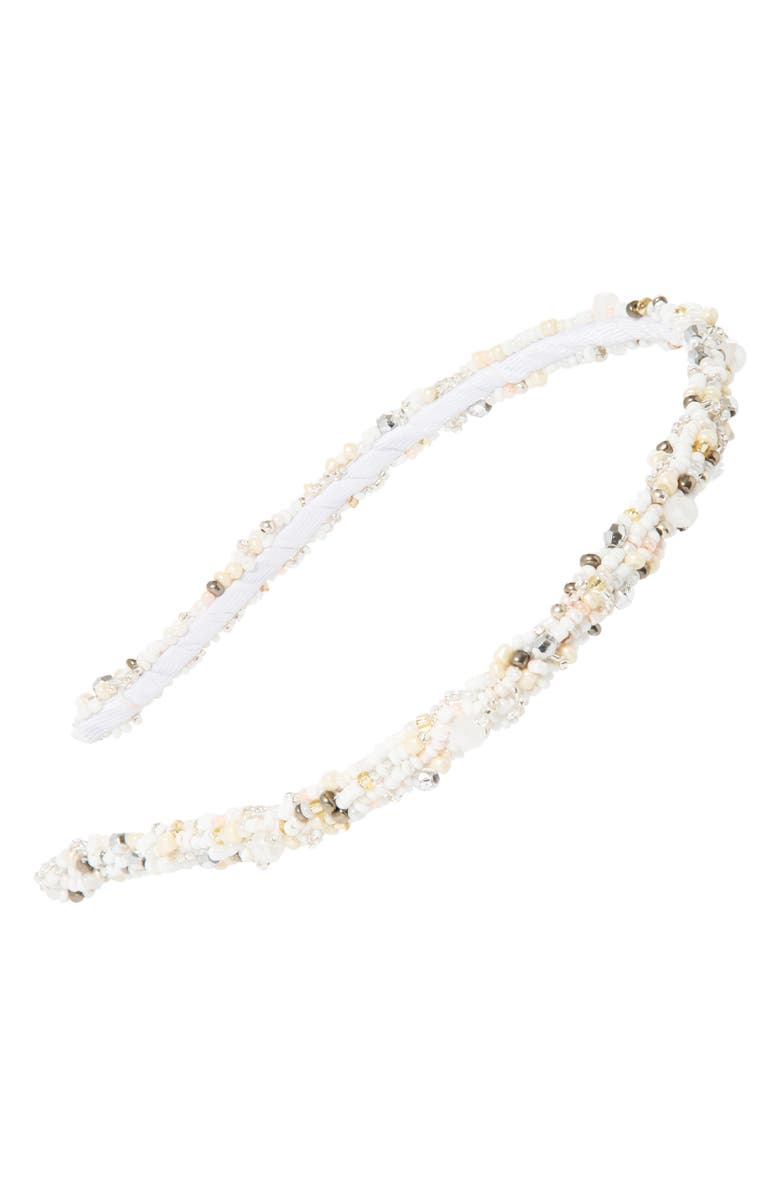 L. Erickson Positano Beaded Headband, Main, color, White Multi